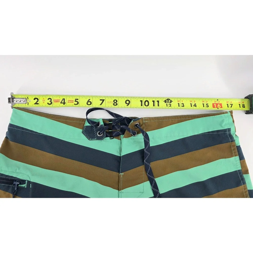 Patagonia Board Shorts Size 34 Mens Striped Teal Brown Navy Gorpcore Summer